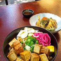 Vegan Dandan noodles and Fried Broccoli at Koya Rijeka in Rijeka