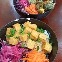 Fried Tofu with rice and veggies, and Fried Broccoli with rice and veggies at Koya Rijeka in Rijeka