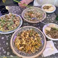 Left: vegan chicken. Back: vegan pad thai (so delicious we almost ate everything before we took the picture)  at Tae Tae Tae (태태태) in Busan