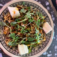 Vegan maradosak noodles at Tae Tae Tae (태태태) in Busan