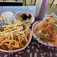 Mushroom mountain and side fries  at Tae Tae Tae (태태태) in Busan