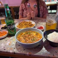 Truffle french fries and mapo tofu at Tae Tae Tae (태태태) in Busan