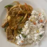 Fake chicken in peanut sauce was amazing!! I shared this with my hubby as had veg spring rolls for starters. Great portion sizes  at Amani in Tenerife