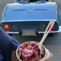 Veg chocolate and pomegranate raspberry   at Top It Yogurt Shoppe in Snohomish