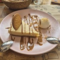 Biscoff cheesecake and sorbet at Mocka Tomares in Tomares