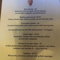 menu  at Bacchus Fine Foods in Governors Harbour