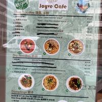 Just one page of the menu  at Joyve Cafe in Auckland