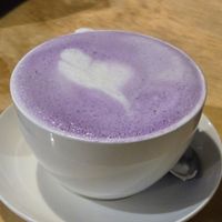 Purple potato fresh soy latte at Joyve Cafe in Auckland