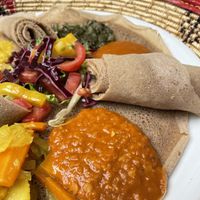 Injera mixed vegetables   at Senafe in Bologna