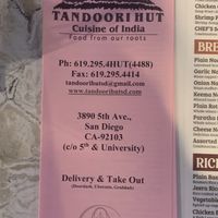   at Tandoori Hut in San Diego