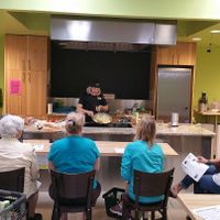 Whole Food Plant Based cooking class featuring Portabella Mushroom Fajitas, Spicy Black Bean Schmear, Cashew Sour Creame, & Confetti Rice.  She modified a family favorite to vegan. at Natural Grocers in Boise