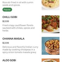 Vegan menu (Uber Eat Jun 2023)  at India Paradise in Windsor