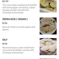 Vegan menu (Uber Eat Jun 2023)  at India Paradise in Windsor