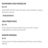 Vegan menu (Uber Eat Jun 2023)  at India Paradise in Windsor