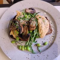 hummus toast, gf option at Franziska in Budapest