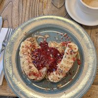 Peanut Butter Toast with Banana, Jam and Maple Syrup   at Franziska in Budapest