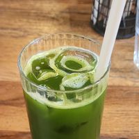 Iced Coconut mango matcha at Franziska in Budapest