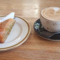 Baklava and cappuccino at Patisserie La Reine in Bristol