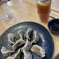 ‘Maultaschen’ Gyozas. They had some sort of red cabbage filling. Very tasty    at Isst Balance  in Titisee-neustadt