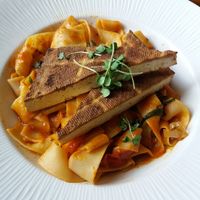 Grilled smoked tofu at Pannónia Restaurant in Szombathely