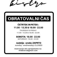 Opening hours at Frik Bistro in Ajdovscina