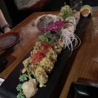 Crunchy roll, California roll, nigiri (all seperate but on one plate)  at Padme Hum  in Munich