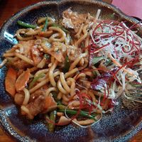 Fried udon with soya sauce at Padme Hum  in Munich