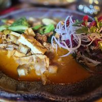 Red curry in coconut milk with tofu and seitan at Padme Hum  in Munich