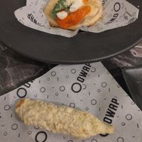 Vegan zucchini flower and montanarina at OWAP in Naples