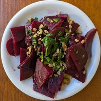 beetroots with spearmint and walnuts at Siga Siga in Crete