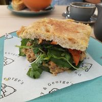Coronation chickpea sando at Dudley and George's in Llandudno