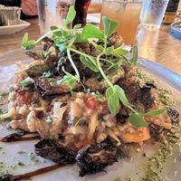 Risotto, prepared vegan, with broiled Brussels sprouts, parsnip and squash  at Part II Bistro in Goderich