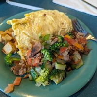 Inside of Veggie Omelette with Beyond Sausage at Squeeze In in Henderson