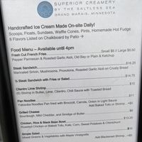 Menu  at Superior Creamery in Grand Marais