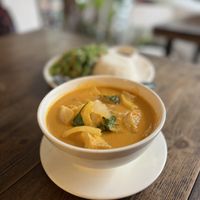 Amok Tofu (coconut based pineapple curry with thai basil)  at Pu Rock Cafe in Phnom Penh