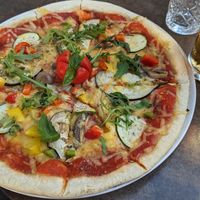 Vegan pizza at Caffe Bar Academia in Korcula