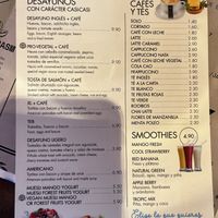 Breakfast menu   at Cafe Casi Casi in Malaga