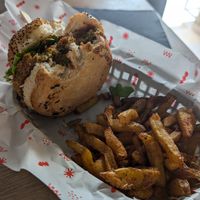 Falafel burger and fries at Wunderburger in Zadar