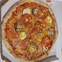 Vegetariana with vegan cheese at Pizzeria Soca 202 in Tolmin