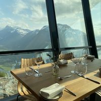 The dining room is entirely made of glass and the views from all sides are BEAUTIFUL!   at Eggen Restaurant in Aandalsnes