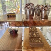 Upper level to the left of the energy balls are the raw vegan bites    at Cafe Social in Puntarenas