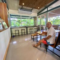 The coffee on the left is vegan  at Cafe Social in Puntarenas