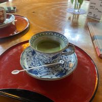 Matcha soy latte   at Rokaku Tea House - Hexagon Cafe  in Miyajima
