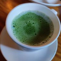 Matcha soy latte at Rokaku Tea House - Hexagon Cafe  in Miyajima