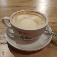 Café con leche de soja at Green Caffè Nero in Warsaw