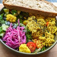 Scrambled tofu at Morgentau. in Barcelona