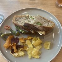 Club Sandwich (Pesto/Mozzarella/Tomato)!  at Morgentau. in Barcelona