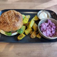 Black Bean Burger at Morgentau. in Barcelona