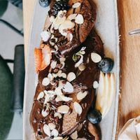 pancakes de chocolate los mejores  at Morgentau. in Barcelona