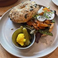 Vegan salmon bagel. Soooo good 😛  at Morgentau. in Barcelona